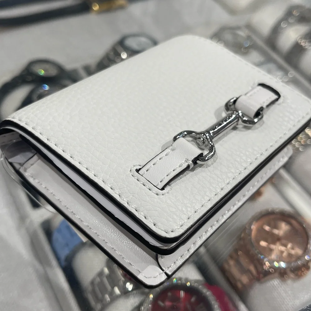 MICHAEL KORS Carson Small Pebbled Leather Wallet Optic White NWT
